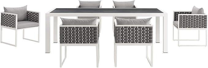 Modway Stance Outdoor Patio Woven Rope 7-Piece Dining Furniture Set
