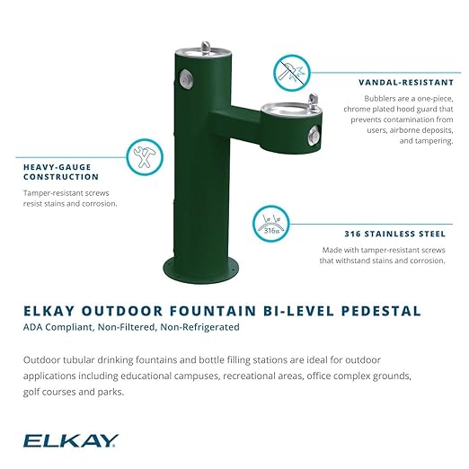 Elkay LK4420BLU Outdoor Fountain Bi-Level Pedestal Non-Filtered, Non-Refrigerated
