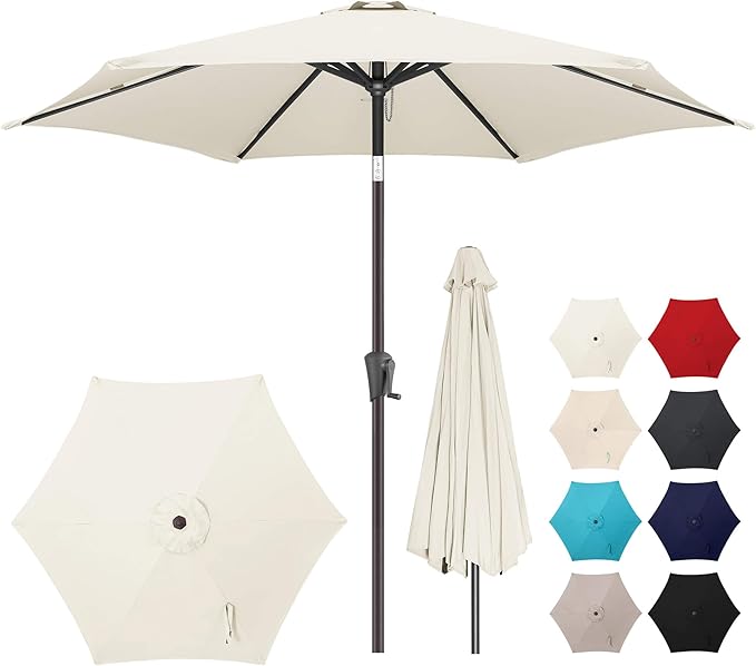 7.5FT Outdoor Patio Umbrella - Table Umbrella Waterproof UV Protection, Sombrillas de Patio with Push Button Tilt, Sun Umbrella for Pool, Porch, Garden, Deck, Backyard (Ivory)