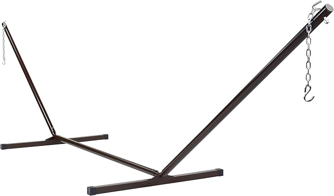 Island Escape Rope Hammock and Stand Set (Mocha Stand and Dark Blue Hammock)