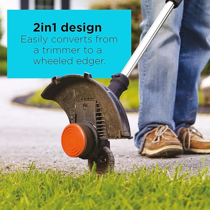 BLACK+DECKER 20V MAX Cordless String Trimmer with Power Drive Transmission, 2-Speed Control, Auto Feed, 12-Inch (LST522-CA) (Renewed)