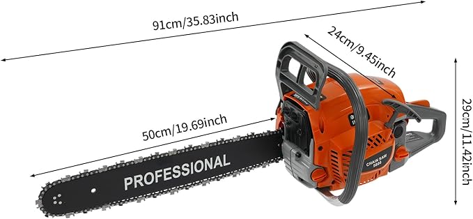 Gas Chainsaw, 58CC 2 Stroke Gasoline Powered Chainsaw, 20 Inch Handheld Single Cylinder Petrol Chain Saws for Forest, Wood, Garden and Farm Cutting Use, Self-reset Pull Start (58CC)