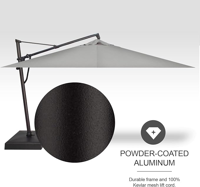 Treasure Garden AKZ PLUS Cantilever Umbrella 10'x13' Rectangular Sunbrella Cast Silver Canopy and Black Frame with Rolling Base