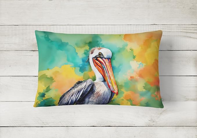 Caroline's Treasures DAC4023PW1216 Hippie Animal Pelican Throw Pillow Machine Washable, Indoor Outdoor Decorative Pillow for Couch, Bed or Patio, 12HX16W