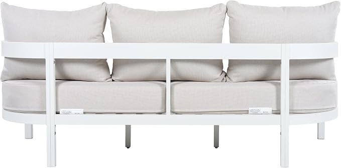 Merax 75.8" Modern Curved Outdoor Aluminum 3-Seater Sofa, Full-Size Patio Couch with Weather-Resistant Cushions for Porch, Lawn, Backyard, Balcony, White