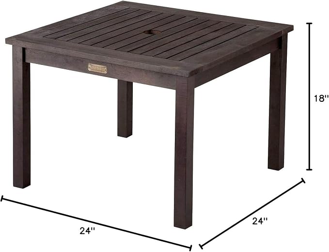 Outdoor Wood Umbrella Side Table End Table Patio Pool Furniture (Espresso)