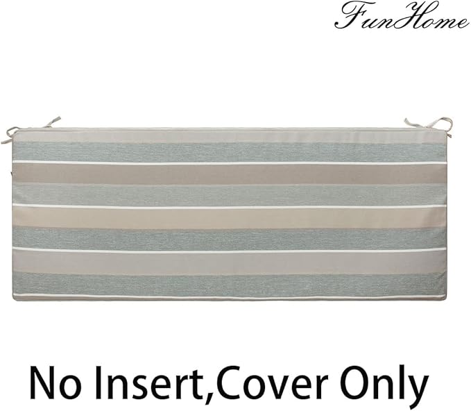 FUNHOME Outdoor Bench Cushion Cover 45 x18 x 3 inch,Water Resistant Cover with Zipper&Ties,Fade-Resistant Slipcover,Patio Porch Swing Cushion Cover Replacement Only,No Insert(Gray Stripe)