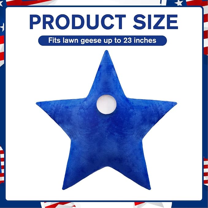 4th of July Patriotic Porch Goose Outfits for 23" Lawn Statue Independence Day Star Goose Costume for Garden Patio USA 250th Anniversary Decoration (Blue Star)