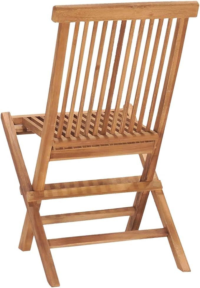 5 Piece Folding Patio Dining Set Solid Teak Wood Outdoor Table and 4 Chairs Space Saving Furniture for Garden Deck Backyard Poolside Entertaining Weather Resistant