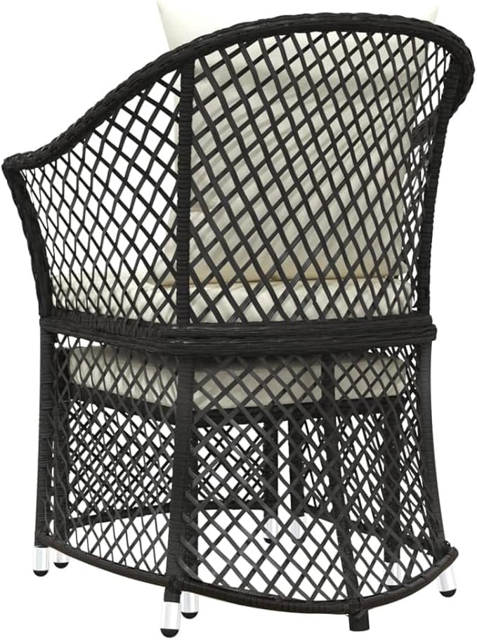 2 Piece Modern Patio Furniture Set Black White Poly Rattan Outdoor Conversation Bistro Set Small Apartment Balcony Porch 16.9 x 16.5 x 14.4 in for Garden Terrace