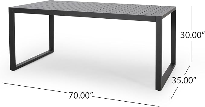 GOWE Outdoor Aluminum Dining Table, Black