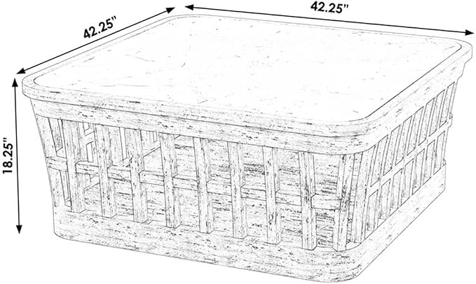 Afuera Living Outdoor Square Coffee Table, 42.25 in, Solid Teak Wood Frame, Natural Finish, Genuine Marble Top, Waterproof Design, Rounded Edges, Fully Assembled Patio Furniture