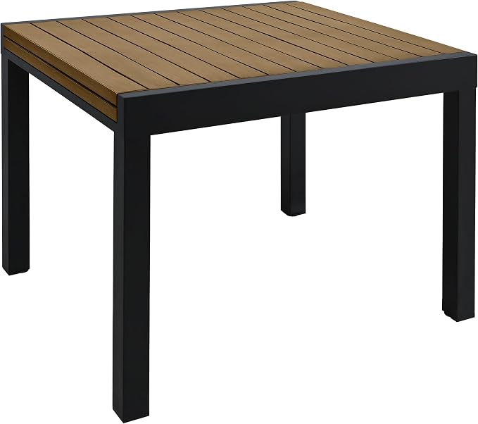 Expandable Patio Dining Table for 4-8 Person, Aluminum Extendable Outdoor Table, 38"-77" Adjustable Patio Table, Square/Rectangular Outdoor Accent Table for Garden, Backyard, Poolside, Teak