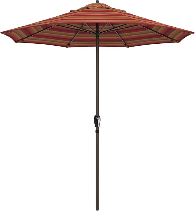 California Umbrella 12-Year Protection 7.5-Ft Outdoor Patio Umbrella, Sunbrella Fade-Resistant Fabric, Auto-Tilt, Heavy Duty Aluminum Frame, 8 Reinforced Ribs for Pool or Deck, Bronze Pole, Astoria Sunset