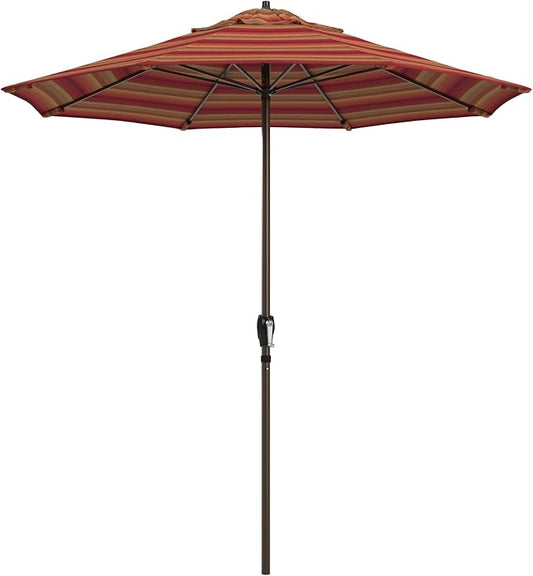 California Umbrella 12-Year Protection 7.5-Ft Outdoor Patio Umbrella, Sunbrella Fade-Resistant Fabric, Auto-Tilt, Heavy Duty Aluminum Frame, 8 Reinforced Ribs for Pool or Deck, Bronze Pole, Astoria Sunset