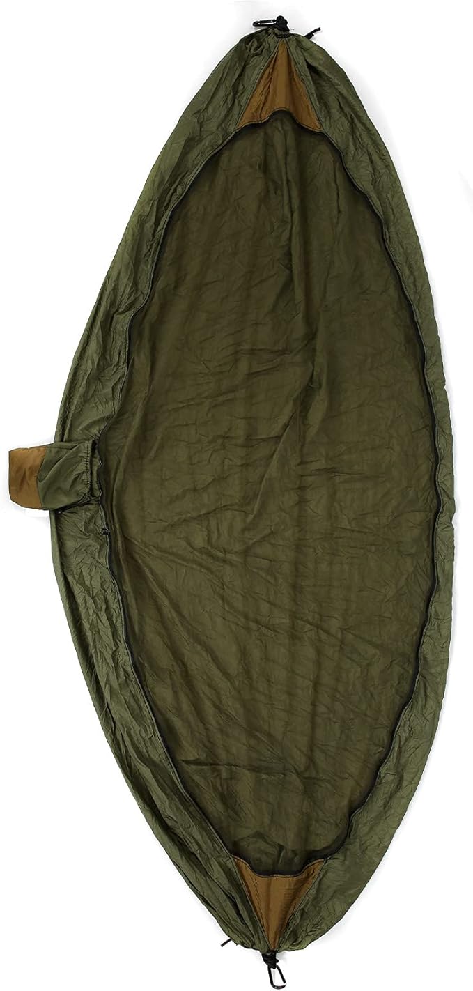Single Hammock with Mosquito Netting, Nylon Camping Hammock, Anti Mosquito, Portable, Packable, Outdoor Sleeping Swing 280x140cm (Military Green + Camel Color)