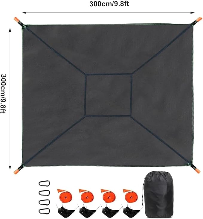 9.8Ft Outdoor Square Hammock, Up to 2-3 Adults/Kids with Storage Bags