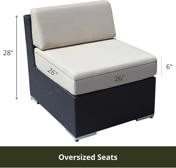 Fully Assembled Ohana 7 Piece Outdoor Patio Furniture with Gray Water Proof 6-inch All-Weather Rainshield Cushions and Oversized Seats