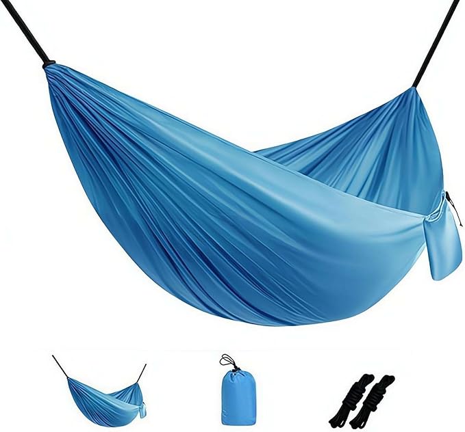 Camping Hammock Lightweight, Portable Hammocks Parachute Hammock with Two Tree Straps,Portable Hammocks with Tree Straps & Attached Carry Bag, Perfect for Outside Indoor Hiking Beach Backpack Travel