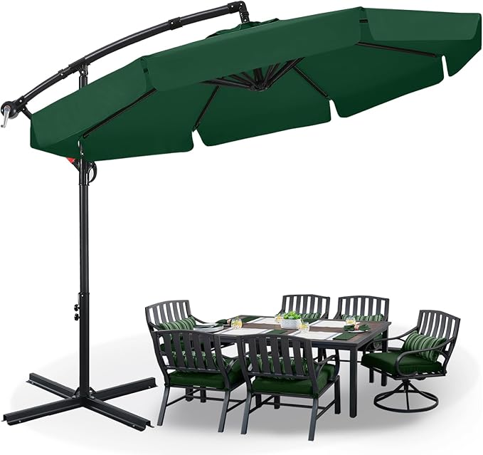 ABCCANOPY 9FT Cantilever Patio Umbrella with base included (Green)