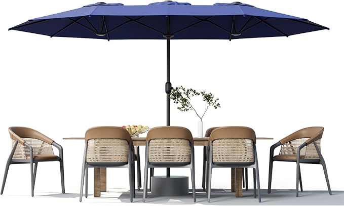 Sannwsg 15ft Large Patio Umbrella, Double Sided Outdoor Umbrellas, Market Umbrellas with Crank Handle, Backyard Umbrela for Deck, Garden, Pool