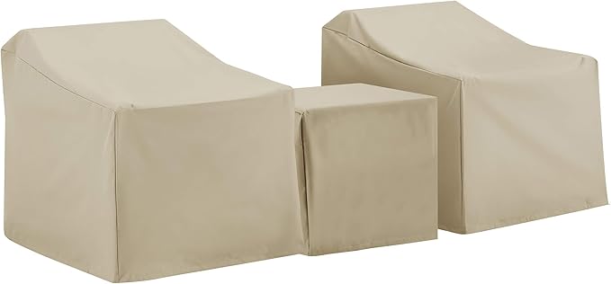 Crosley Furniture Patio Furniture Covers, Waterproof 3-Piece Cover Set for Outdoor Chairs and Side Table, Tan
