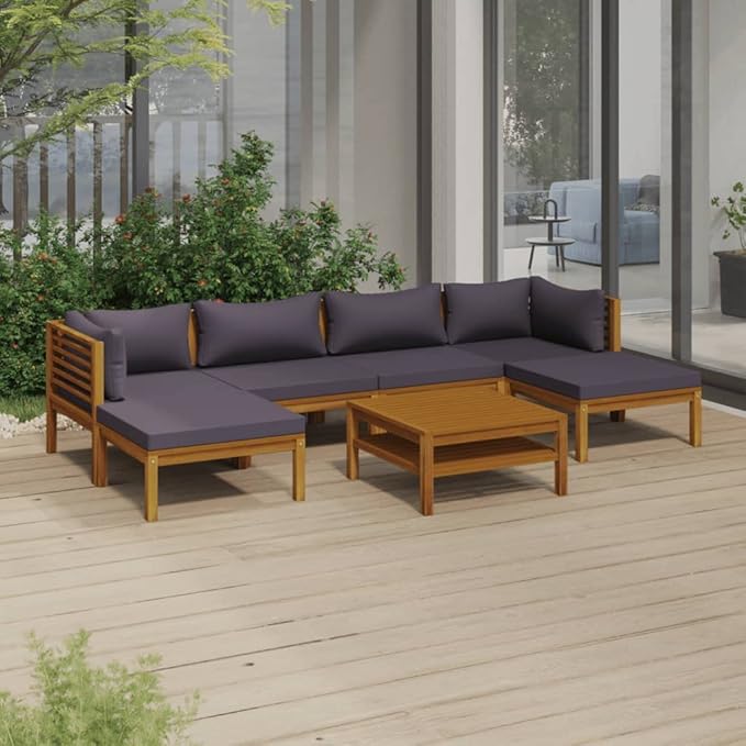 7 Piece Patio Lounge Set,Outdoor Garden Conversation Set,Patio Outdoor Set Suitable Suitable for Patio,Deck,Balcony,Garden with Cushion Solid Acacia Wood