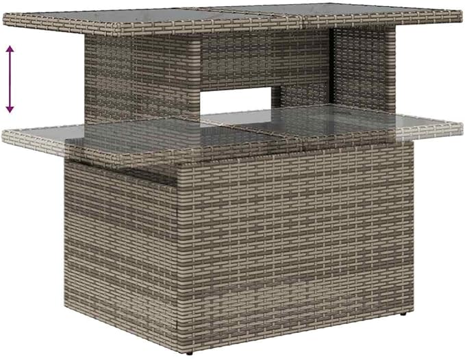 vidaXL Patio Sofa Set with Cushions 7 Piece, Conversation Set with Table and Sectional Sofas, Outdoor Seat for Garden, Modern, Gray Poly Rattan