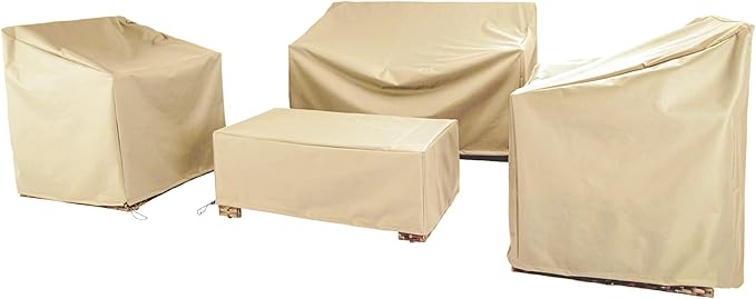 Patio Furniture Covers,Outdoor Furniture Cover Waterproof,Patio Furniture Set Covers for 4 Piece Outdoor Conversation Set,Patio Covers Set (Beige)