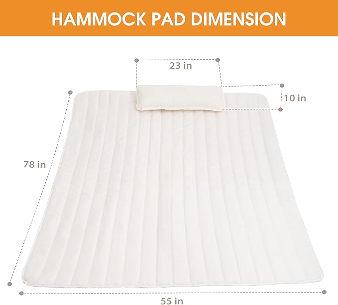 Lazy Daze Hammocks Rope Hammock with Pad, 2 Person Hand Woven Cotton Hammock with Spreader Bar for Outdoor, Indoor, Patio, Poolside, FIT 13-15 Foot Stand, Max 450 Lbs