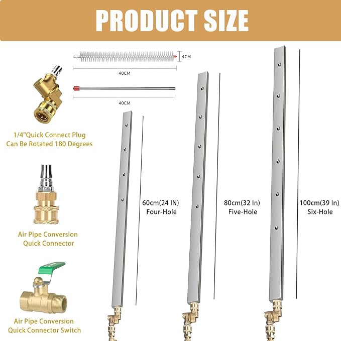Radiator Cleaning Wand for Pressure Washer, Radiator Cleaning Tool, Car Radiator Cleaner Wand Tool with 1/4'' Quick Coupler for Household Cars, Trucks, RV (39 in (Six-Hole))
