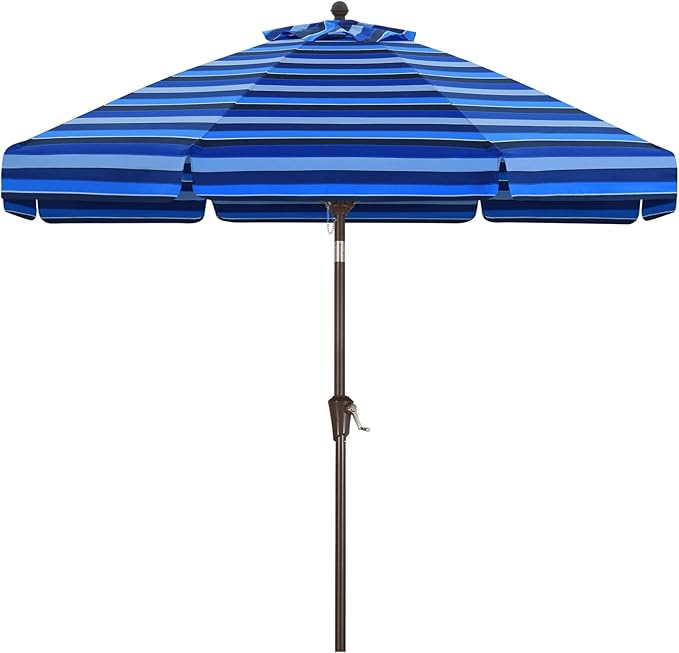 MASTERCANOPY 9ft Olefin Valance Patio Umbrella with Tilt Crank, 5-Year-Non-Fading Canopy & 8 Fiberglass Ribs for Deck, Patio, and Garden
