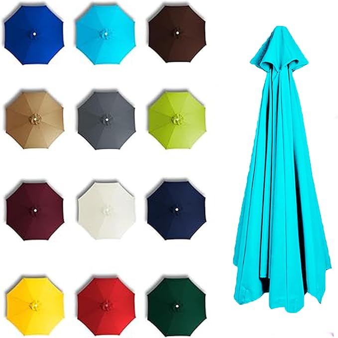 9FT Patio Umbrella Replacement Canopy Cover 6 Ribs 8 Ribs Waterproof UV Resistant for Market Umbrella Canopy, Garden, Lawn, Backyard, Pool