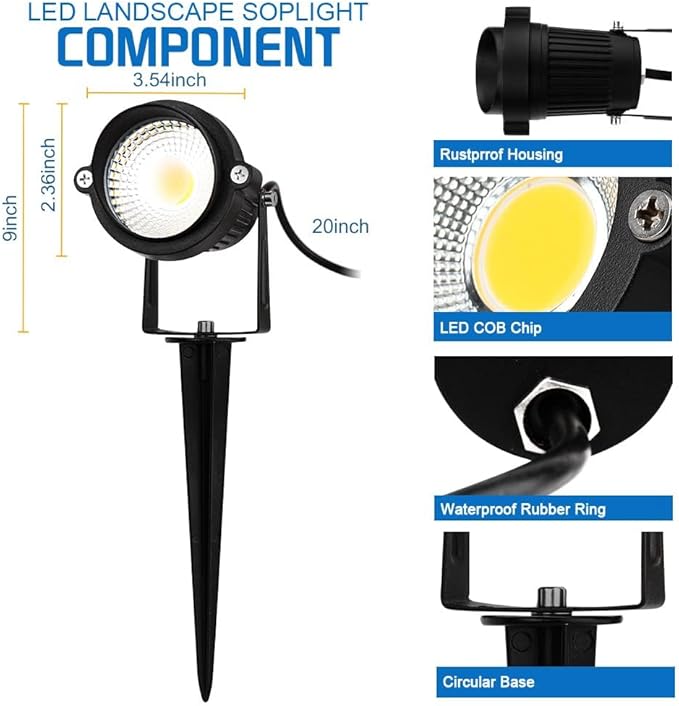 EAGLOD 5W Spot Lights Outdoor 5000K Daylight White Flag Pole Light 12V~24V AC/DC LED Landscape Spotlights, Waterproof Low Voltage Landscape Lighting for Yar (8)