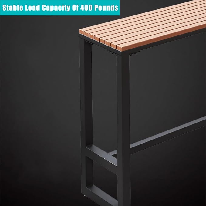 Modern Trestle Table Rectangular Outdoor Bar Table,waterproof,Wooden Balcony Bar Table For Railings,Narrow Pub Patio Bar Table Wood Counter Height Table-Table Only(78.7 “L x 15.7 ‘W x 41.3 ’H, Black)