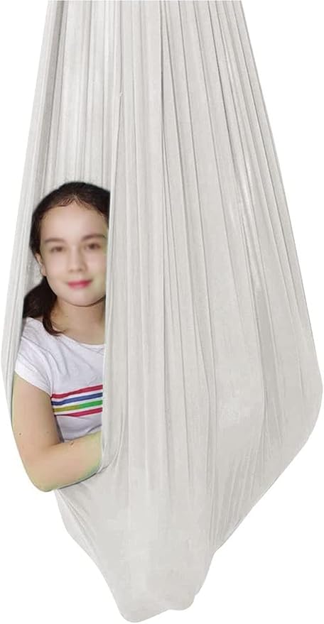 Indoor Swing, Therapy Swing Snuggle Cuddle Hammock With Special Needs For Kids And Adults Sensory Disorders, ADHD, Autism, Anxiety, Sensory Integration ( Color : White , Size : 100*280CM/39*110in )