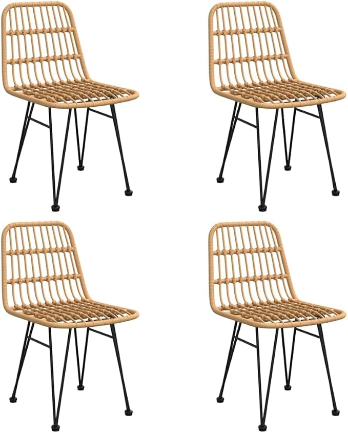 5-Piece Patio Dining Set with Table and 4 Chairs, Weather-Resistant Poly Rattan Furniture for Garden, Backyard, and Outdoor Living Space