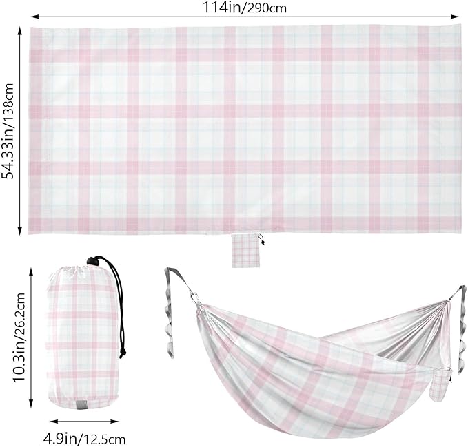 Powder Blue Checkerboard 330lb Capacity Camping Hammocks Indoor Hammock for Camping & Hiking Essential hamacas para adultos 2 Personas