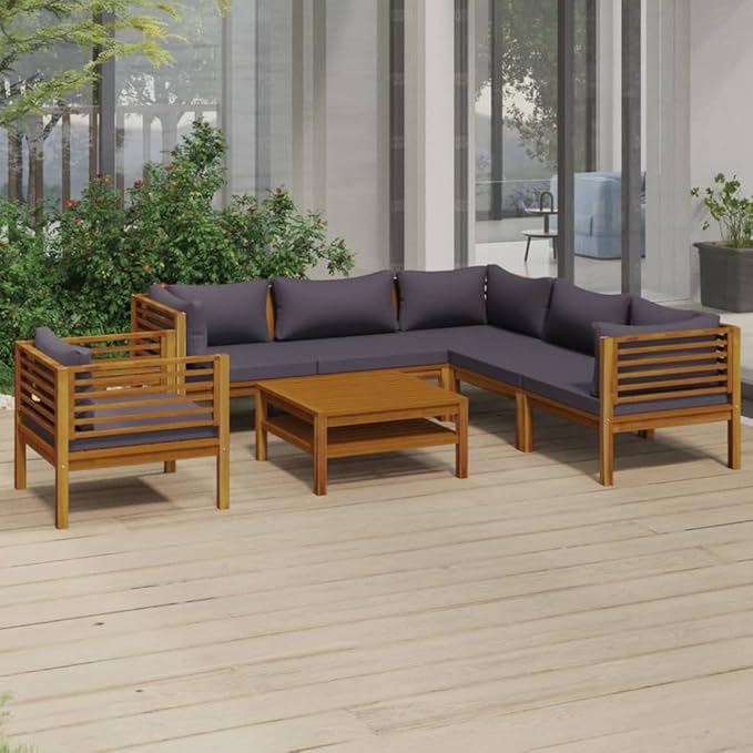 Patio Lounge Set with Cushion,Patio Furniture Sets,Patio Conversation Sets,Outdoor Furniture Sets,for Garden,Backyard,Outdoor,7 Piece Solid Acacia Wood