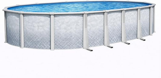 Lake Effect Pools 'Lifestyle' 12 ft x 18 ft Oval Above Ground Swimming Pool | 54 Inch Resin Protected Steel Sided Walls | Bundle Includes: 25 Gauge Overlap Liner & Widemouth Skimmer