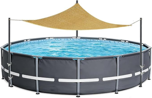 Pool Canopy Sunshade, Heavy Duty Above Ground Pool Shade with 7.55ft Adjustable Poles, Triangle Pool Shade Canopy with UV Block, Sail Shade for Above Ground Swimming Pools. (20-24ft)