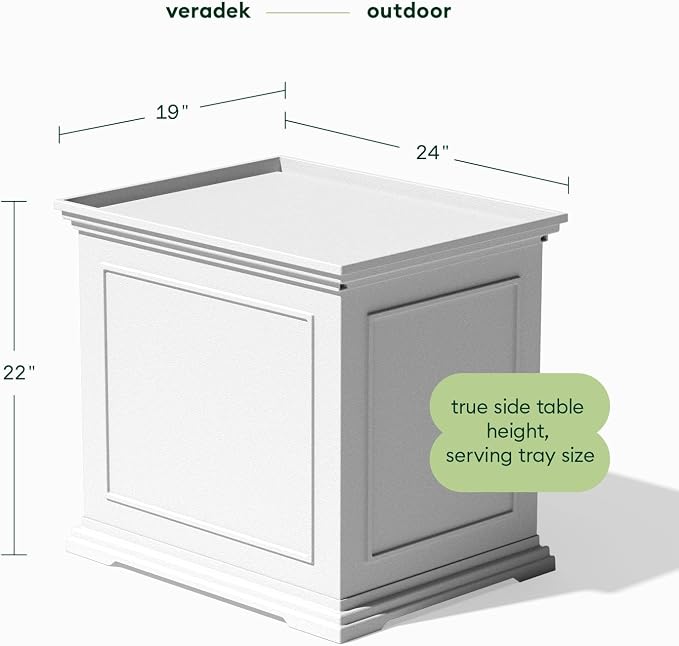 Veradek Brixton Tray Table - 2-in-1 Outdoor Side Table with Storage and Tray for Patio/Porch | Durable All-Weather Resistant | Classic & Functional