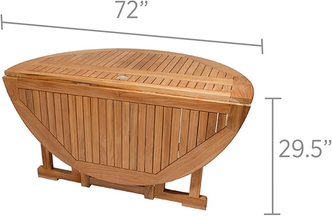 Royal Teak Collection DLT6 Round Drop Leaf Teak Table, 72-Inch