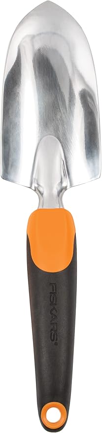 Fiskars Telescoping Rotary Cultivator - 40''-60'' Extendable Gardening Hand Tool - Rotary Hand Cultivator Tool and Garden Tiller for Soil or Reseeding Grass & Ergo Gardening Hand Trowel