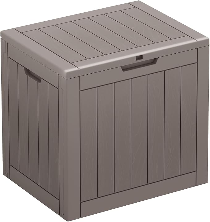 32 Gallon Outdoor Storage Box, Waterproof Resin Deck Box with Lockable Lid – Storage Cabinet for Patio Furniture, Pool Supplies, Garden Tools – Indoor & Outdoor Use