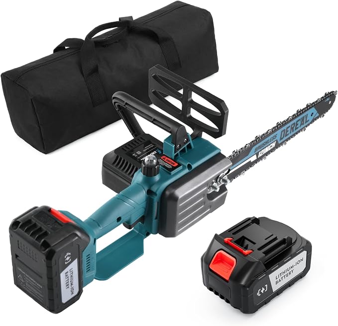 12" Electric Chainsaw Cordless, Brushless 20V Battery Powered Chain Saw for Wood/Tree Cutting, Pruning, Battery Chainsaw with 4.0Ah Battery and Charger