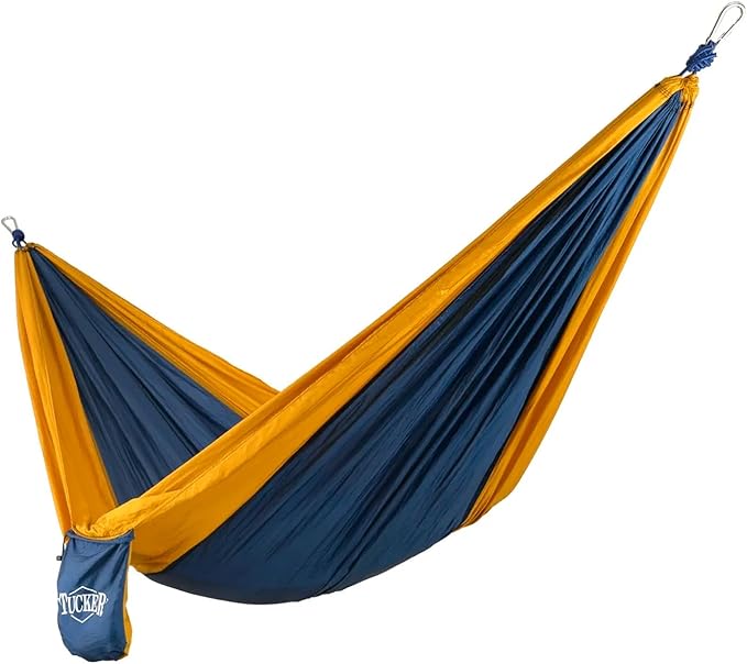 Circle Y Tucker Day Trip Portable Compact Durable Lightweight 10T Parachute Nylon Outdoor Camping Hammock with Steel Carabiners, Tree-Safe Straps, 250Lbs Weight Limit & Built-in Drawstring Pouch
