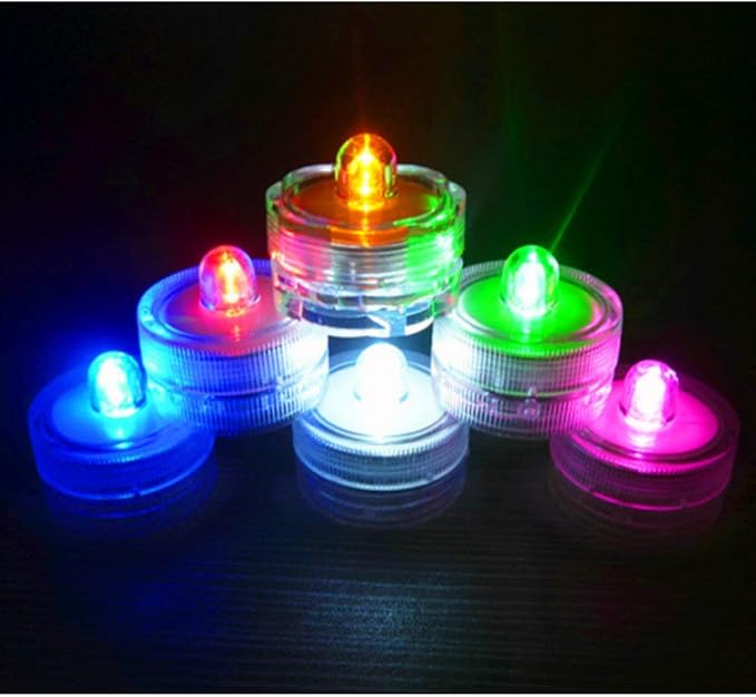 Home Decorations LED Tea Candles Bulb Battery Operated Flameless for Seasonal & Festival Celebration, Pack of 12, Electric Fake Candle in Multi-Color Flashing and Wave Open