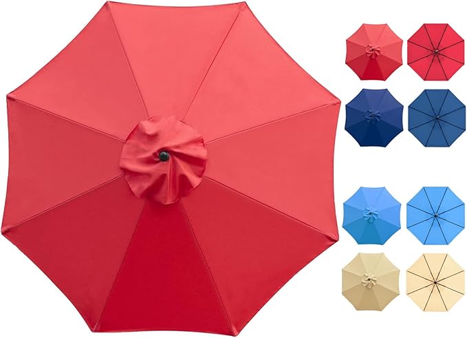 Patio Umbrella 9 ft Replacement Canopy for 8 Rib，Patio Umbrella Replacement Canopy Market Umbrella Top Fit Outdoor Umbrella Canopy（Only the top cover）