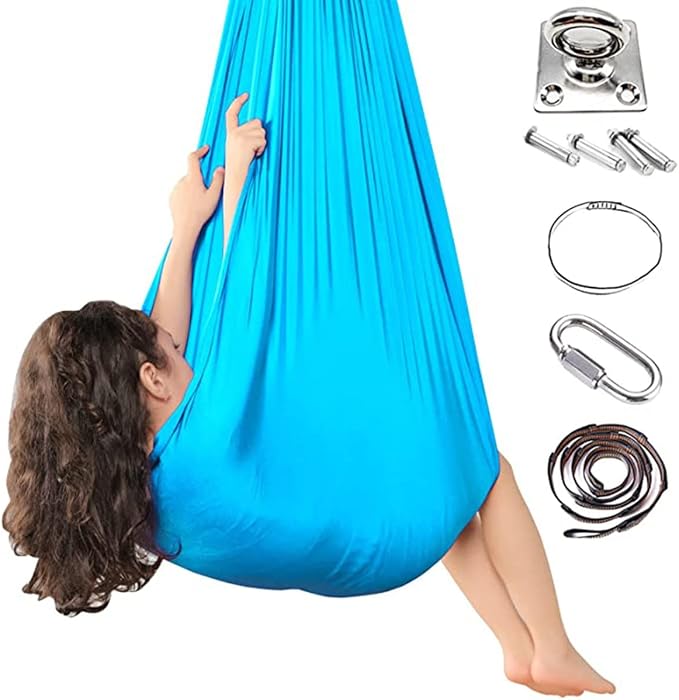 Kids Therapy Swing Adjustable Aerial Yoga Cuddle Hammock Indoor Outdoor Snuggle Swing with Special Needs Ideal for Children Calming & Relaxing Sensory Integration